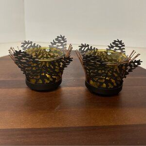 Vintage Partylite Woodland Pinecone Candle Votive Holders